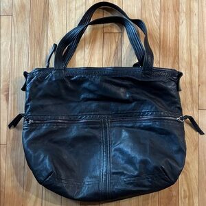Rough & Tumble Large Convertible Black Leather Hobo? Bag